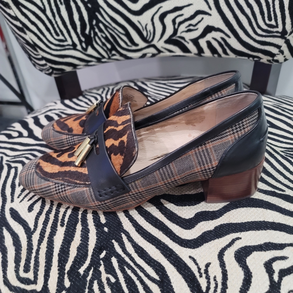 Animal Print Loafers with Block Heel